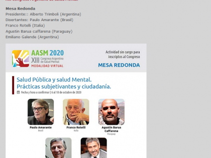 XIII Congreso Argentino de Salud Mental – Tavola rotonda Salud Pública y salud Mental
