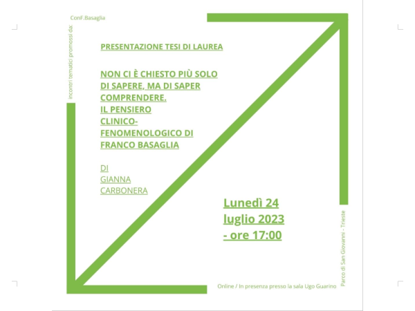 Presentazione tesi di laure in Scienze filosofiche di Gianna Carbonera – Trieste, 24 luglio 2023